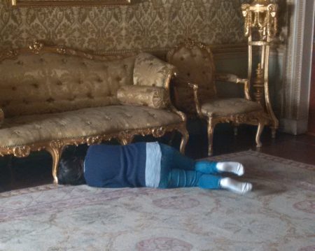 Lisa getting pest trap in Drawing Room at Osterley Park (image: Laura Brooks)